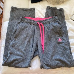 Adidas Grey Sweatpants w/ Pink Inside